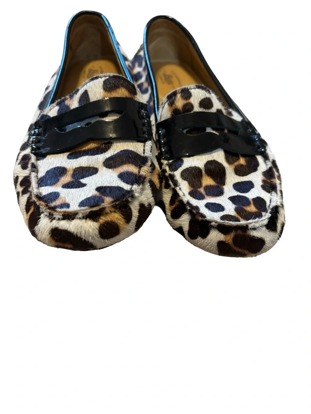 G.H. Bass Women's Leopard Print Driving Loafers, Black, US 7.5 - soft hair